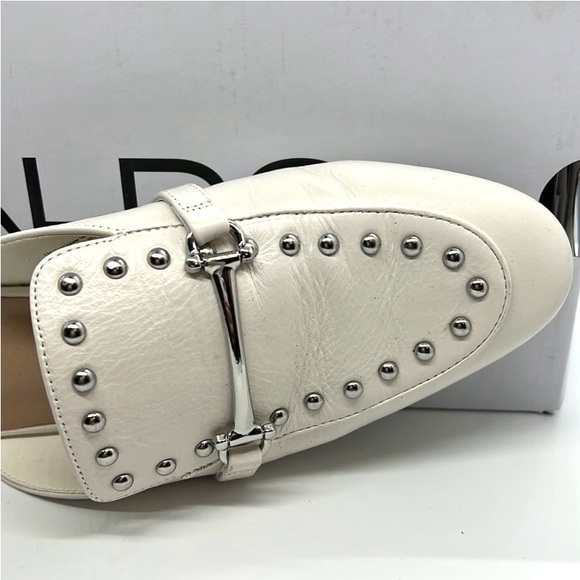 Aldo Leather Slip-On Studded Mules Slip On Flats Horsebit Womens Sz 8 ~ White - Picture 3 of 6